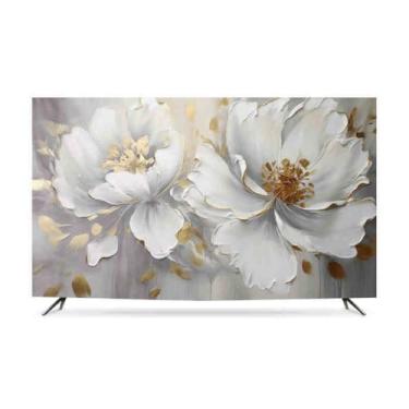 Imagem de HSTANGKY Capa de TV 32-80 polegadas capa contra poeira interna poliéster à prova de poeira protetor de tela de TV interior macio capa de tela de TV LCD/LED para quarto sala de estar - flor | 65