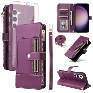 Imagem de Asuwish Capa de celular para Samsung Galaxy S23 5G carteira com protetor de tela de vidro temperado com bloqueio de RFID, alça transversal flip porta-cartões S 23 23S GS23 G5 SM-S911U 6,1 polegadas