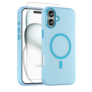 Imagem de Asuwish Capa de celular para iPhone 16 Plus de 6,7 polegadas, compatível com Magsafe Magnetic, protetor de tela de vidro temperado, traseira fosca translúcida à prova de choque i Phone16 16+ i16 +
