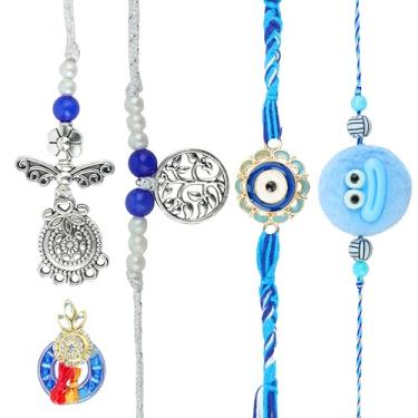 Imagem de Conjunto de 4 pulseiras Rakhi para irmão e bhabhi Rakhi Lumba, conjunto de pulseiras para Bhai Bhaiya veera Raksha Bandhan Rakhi Conjunto de pulseiras Dora com pacote de presente para irmão irmã