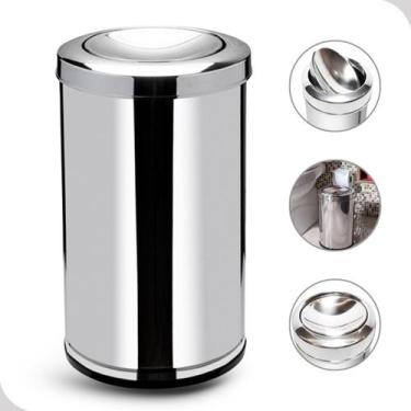 Imagem de Lixeira Inox Tampa Basculante 9L Banheiro Cozinha Chão Martinazzo