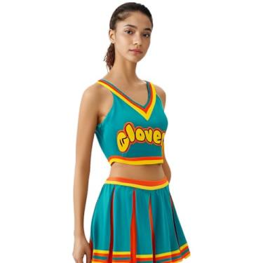 Imagem de Nahzsai Womens Cheerleader Costume Dress Adult 2 Piece Cheerleading Crop Top Skirt Halloween Cosplay Uniform Set 3XL