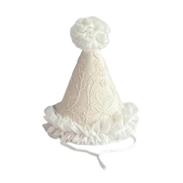 Imagem de Ubxvamm Chapéu de festa de aniversário infantil princesa acessórios de fotografia bonés cônicos para bebês meninas chapéu de tule aparado