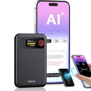Imagem de AKALULI Gravador De Voz Com Ia E Transcrição Summarize - Dispositivo De Gravação De Áudio Com Reprodução Para Chamadas Telefônicas, Palestras, Reuniões, Entrevistas, Controle De Aplicativo, Suporte