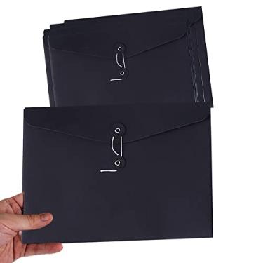 Imagem de 10 envelopes de papel Kraft A4, pastas de arquivos, pasta de documentos, com fecho de cordão para carteira, bolsos, sacos de arquivos, bolsa organizadora de papelada, para escritório, escola, casa