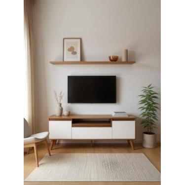 Imagem de Rack para TV com Prateleira 150cm Retro Mdf Dallas - On Móveis, Freijo