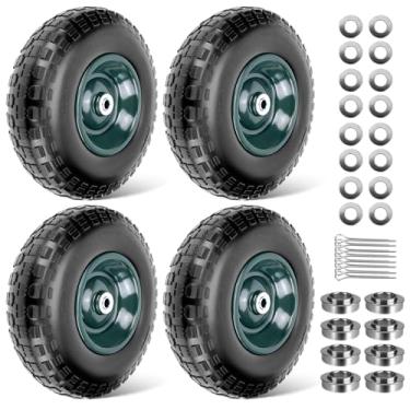 Imagem de Taifa 4 peças de 13 polegadas 4,00-6 com rolamentos de 5/20.3 cm e 3/10.2 cm, pneus e rodas de substituição, sem ar para carrinho de mão/vagão/carrinho de mão/trolete/scooter de jardim, etc.