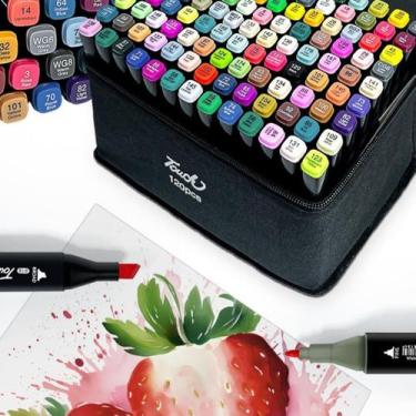 Imagem de Kit Estojo Canetinhas Ponta Dupla Marcador Permanente Touch 24,48,60, 