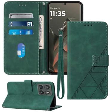 Imagem de Moment Dextrad Capa carteira para Motorola Edge 2025, compartimentos para cartão, alça de pulso, proteção interna de telefone TPU, capa flip de couro PU para Moto Edge 2025 (verde)