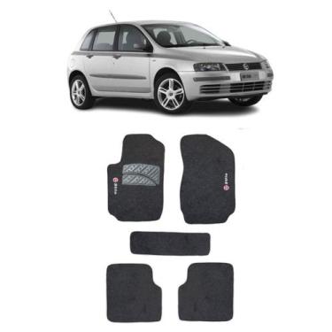 Imagem de Jogo Tapete Carpete Fiat Stilo 2003 a 2011 Com Logo Bordado Preto-400.