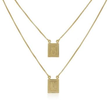 Imagem de Colar Escapulário Nossa Senhora Aparecida Semi Joia Banhado Ouro 18k -