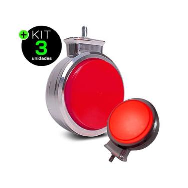 Imagem de Kit 3 Lanternas Bojuda Foguinho LED Vermelha Cromada 12V 24V  - H3