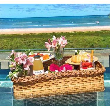 Imagem de Bandeja Flutuante Artesanal de Vime Natural para Piscina, Praia, Lanch