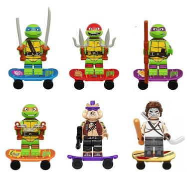 Imagem de Kit 6 Bonecos Tartarugas Ninja Blocos De Montar