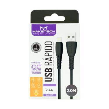 Imagem de Cabo USB IOS Maketech CA 227I Preto 2,4A 2 Metros