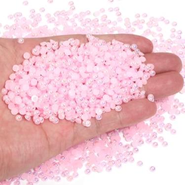 Imagem de Chuyau 5000 peças de pérolas planas AB rosa de 4 mm para artesanato de joias e meias pérolas redondas para fazer scrapbook faça você mesmo, sapatos, roupas, copo, unhas, decoração de arte de casamento