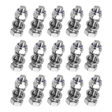 Imagem de shamjina 15x Parafusos Hexagonais M8 x 20mm Parafusos e Porcas de Montagem com Arruelas Planas Hexagonais de aço Inoxidável para Montagem de Móveis