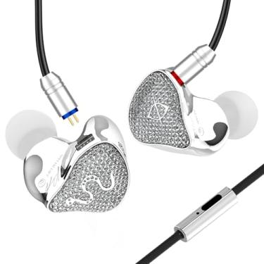 Imagem de SPA-SG Fones de ouvido intra-auriculares, áudio acústico 10 mm PEEK + diafragma composto de poliuretano Ímã interno DD HiFi intra-auricular, superfície de diamante de cristal IEMS com cabo IEM de 2PIN