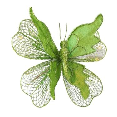 Imagem de UGPLM Enfeite de árvore de Natal com fundo de borboleta, pingente para pendurar, decoração brilhante para festa de casamento, dia mães, Verde