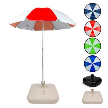 Imagem de Guarda-Sol Praia Camping Piscina Pescaria 1.8m FPS 70 Poliéster + Base