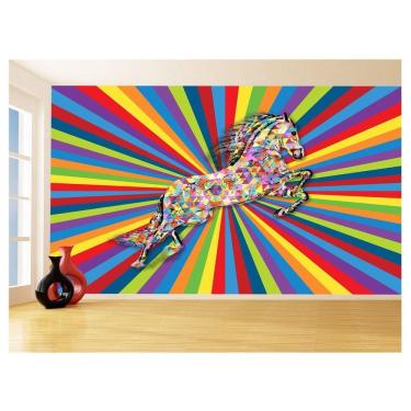 Imagem de Papel De Parede 3D Animais Pop Art Cavalo Cores 3,5M Pxa320