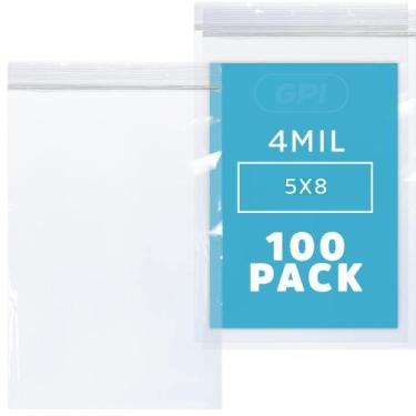 Imagem de Sacos plásticos com zíper refecháveis, pacote GPI de 100 12,7 x 20,32 