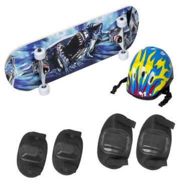 Imagem de Kit Skate Infantil Montado Skateboard Iniciante Completo Capacete Cria