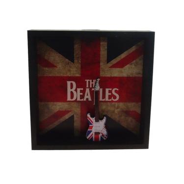 Imagem de Quadro Decorativo Bandeira Uk 3D c/ Guitarra de Madeira