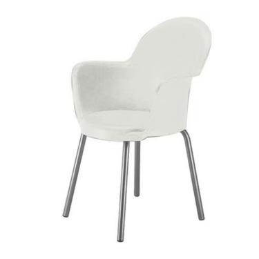 Imagem de Cadeira com Braço Base Cromada Linha Polipropileno Moon Branco