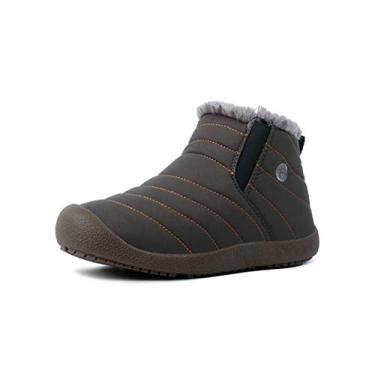 Imagem de Bigfanshu Botas de neve masculinas de pelúcia, quentes, à prova d'água, masculinas, adultas, botas de inverno, plus size, moda masculina, cano médio, cano baixo, botas Chelsea, Cinza, 14 Wide