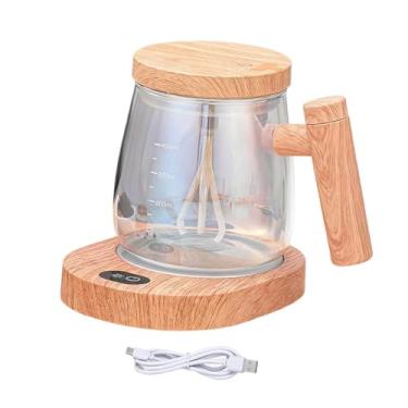 Imagem de predolo Aquecedor de canecas com agitação automática, almofada aquecedora para chocolate quente, caneca elétrica recarregável para mistura, copo com agitação, Colorida