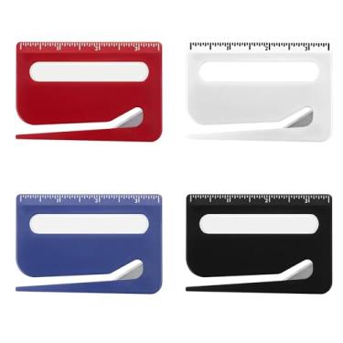 Imagem de MysticHome Pacote com 4 abridores de carta com régua e lupa - Envelope seguro e ferramenta de corte de pacote para correios, envelopes, pacotes - preto + azul + vermelho + branco