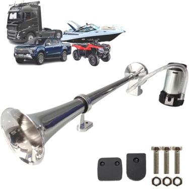 Imagem de Buzina Caminhão Marítima Carro Cromada 45cm 12v C/compressor