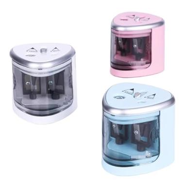 Imagem de Apontador Elétrico Duplo Automático Portátil com Tampa Transparente para Lápis 6-12mm – Ideal para Escola, Escritório e Uso Profissional Á Pilha(SKXBD-ALEATORIO,2 UNIDADE)