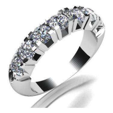 Imagem de Meia Aliança Prata Com Zirconia 950