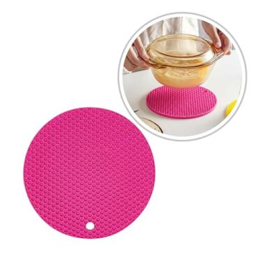 Imagem de Descanso de Panela Silicone Suporte Apoio Protetor Mesa Redondo Silicone Flexível 17cm (Pink, 1 Peça)