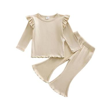 Imagem de Conjunto de roupas Kupretty Baby Girl Fall Ribbed Knit Ruffle, camiset