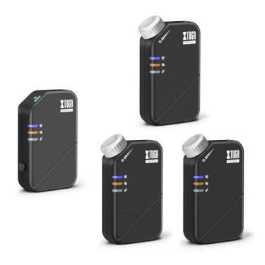 Imagem de XTUGA Sistema de monitor de ouvido sem fio, sistema IEM estéreo 2,4 G, um transmissor e três receptores, monitoramento de palco para cantores, músicos, banda