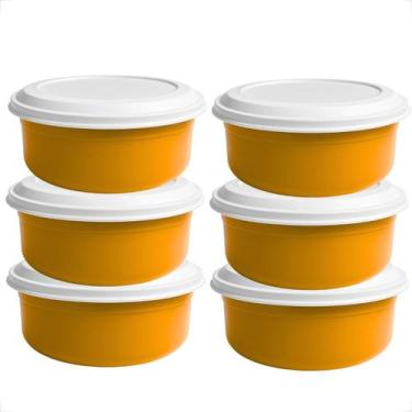 Imagem de Kit Saladeira 4,6L 10 Unidades Coloridas com Tampa Branca Em Plástico 