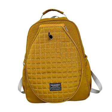 Imagem de IEUDNS Bolsa de tênis, capa para raquete, organizador de equipamentos esportivos para atividades ao ar livre, mochila de tênis versátil com zíper suave e, Amarelo