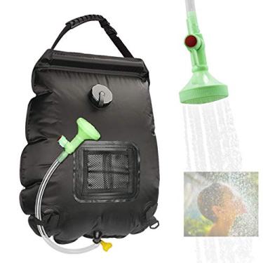 Imagem de Enjylaif Bolsa de chuveiro solar, bolsa de chuveiro portátil com aquecimento solar de 5 gal(20 litros), com mangueira removível e cabeça de chuveiro liga-desliga, para viagens ao ar livre/escalada