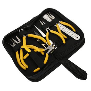 Imagem de Kit de Ferramentas de Alicates de Joias Profissionais, 9 Peças, Pinça de Régua de Aço de Aderência Suave, Tesoura para Trabalho Com Fio DIY, Miçangas, Fabricação de Joias [amarelo]