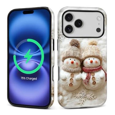 Imagem de Capa para iPhone 17 Pro [compatível com MagSafe], silicone macio brilhante + capa protetora 2 em 1 de policarbonato rígido antiarranhões à prova de choque para mulheres e homens - boneco de neve