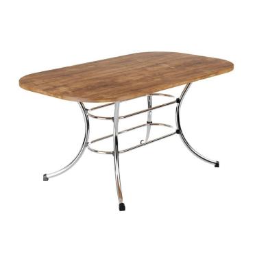 Imagem de Mesa de Sala Jantar 1547 Aço c/Tampo Madeirado 160x90cm Freijo c/ Rose - Carraro