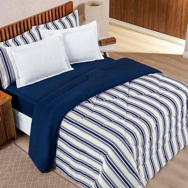 Imagem de Edredom Coberdrom Estilo Queen Malha 100% Algodão - Marinho