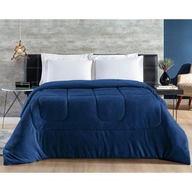 Imagem de Coberdrom Casal Padrão Dupla Face Malha Algodão-mantinha 1 Peça - Marinho