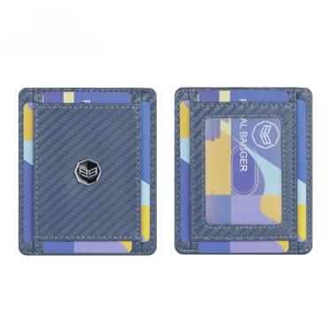 Imagem de Royal Bagger - 1 porta-cartão de fibra de carbono com bloqueio de RFID para homens, carteira minimalista fina, mini bolsa de viagem leve 3230, Azul marinho