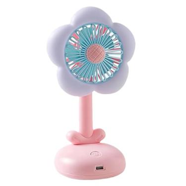 Imagem de Rrlihjgu Ventiladores de Mesa Pequenos Silenciosos - Ventilador de Mesa Pessoal Silencioso com Flor,Circulador De Ar Recarregável Com Luz Noturna - Para Mulheres Raparigas Viagem Quarto Escola