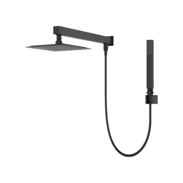 Imagem de Chuveiro com Desviador e Chuveirinho, 30 x 30 cm, Preto Fosco