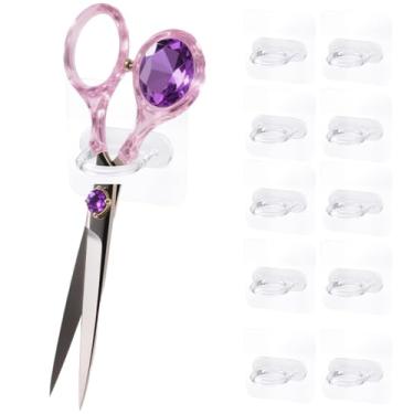 Imagem de 10 peças de suporte de tesoura de parede – suporte de tesoura multiuso com adesivo, armazenamento de ferramentas de cabeleireiro para estilistas, barbeiros, tratadores de animais de estimação – ideal